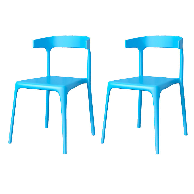 Contemporary Stackable Chairs Dining Kitchen Armless Chair with Plastic Legs Light Blue 2 Piece Set Clearhalo 'Dining Chairs' 'Dining Tables & Seating' 'dining_chair' 'furn' 'furn_dining_chair' 'Furniture' 'furniture_dining_chair' 'Kitchen & Dining Furniture' 4760906