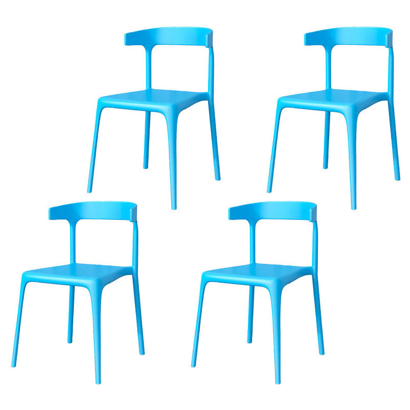 Contemporary Stackable Chairs Dining Kitchen Armless Chair with Plastic Legs Light Blue 4 Piece Set Clearhalo 'Dining Chairs' 'Dining Tables & Seating' 'dining_chair' 'furn' 'furn_dining_chair' 'Furniture' 'furniture_dining_chair' 'Kitchen & Dining Furniture' 4760907