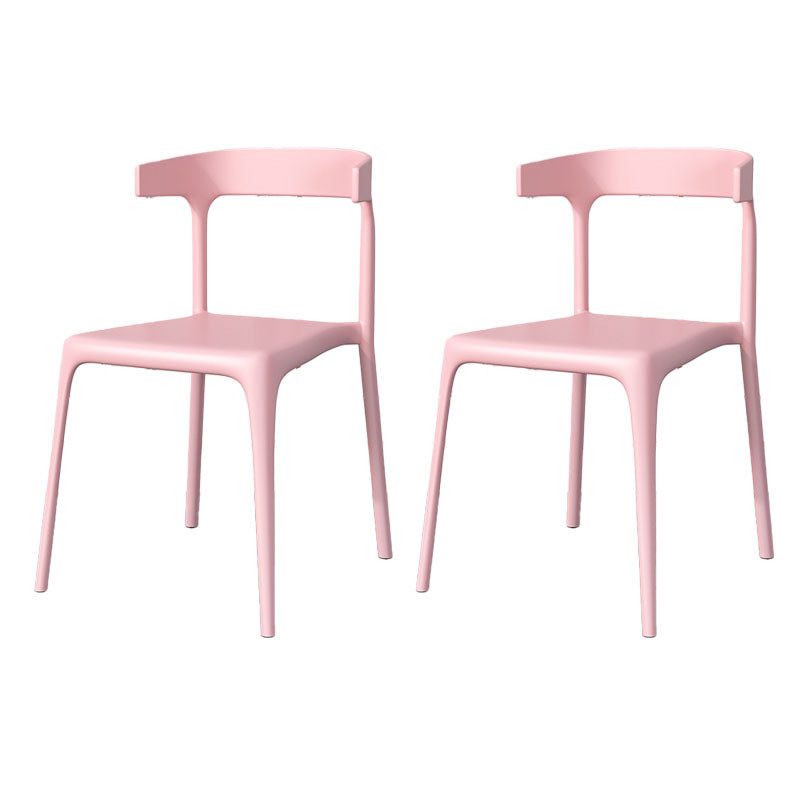 Contemporary Stackable Chairs Dining Kitchen Armless Chair with Plastic Legs Pink 2 Piece Set Clearhalo 'Dining Chairs' 'Dining Tables & Seating' 'dining_chair' 'furn' 'furn_dining_chair' 'Furniture' 'furniture_dining_chair' 'Kitchen & Dining Furniture' 4760908