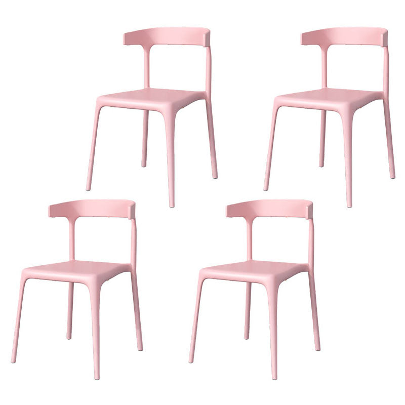 Contemporary Stackable Chairs Dining Kitchen Armless Chair with Plastic Legs Pink 4 Piece Set Clearhalo 'Dining Chairs' 'Dining Tables & Seating' 'dining_chair' 'furn' 'furn_dining_chair' 'Furniture' 'furniture_dining_chair' 'Kitchen & Dining Furniture' 4760909