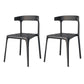 Contemporary Stackable Chairs Dining Kitchen Armless Chair with Plastic Legs Black 2 Piece Set Clearhalo 'Dining Chairs' 'Dining Tables & Seating' 'dining_chair' 'furn' 'furn_dining_chair' 'Furniture' 'furniture_dining_chair' 'Kitchen & Dining Furniture' 4760910