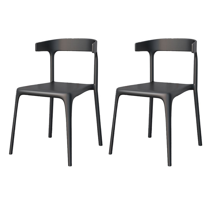 Contemporary Stackable Chairs Dining Kitchen Armless Chair with Plastic Legs Black 2 Piece Set Clearhalo 'Dining Chairs' 'Dining Tables & Seating' 'dining_chair' 'furn' 'furn_dining_chair' 'Furniture' 'furniture_dining_chair' 'Kitchen & Dining Furniture' 4760910