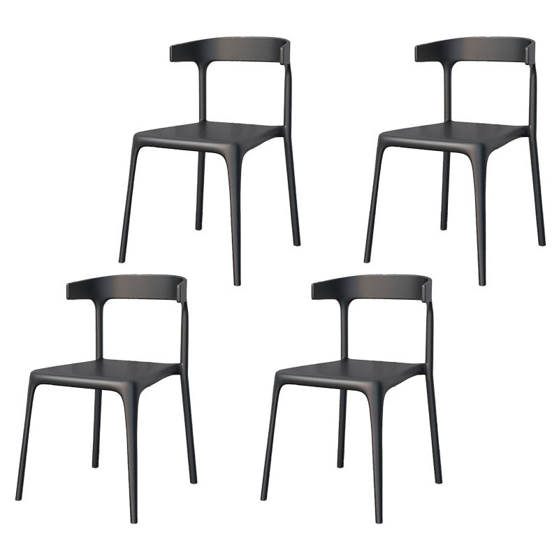 Contemporary Stackable Chairs Dining Kitchen Armless Chair with Plastic Legs Black 4 Piece Set Clearhalo 'Dining Chairs' 'Dining Tables & Seating' 'dining_chair' 'furn' 'furn_dining_chair' 'Furniture' 'furniture_dining_chair' 'Kitchen & Dining Furniture' 4760911