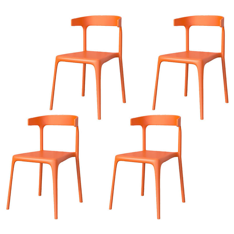Contemporary Stackable Chairs Dining Kitchen Armless Chair with Plastic Legs Orange 4 Piece Set Clearhalo 'Dining Chairs' 'Dining Tables & Seating' 'dining_chair' 'furn' 'furn_dining_chair' 'Furniture' 'furniture_dining_chair' 'Kitchen & Dining Furniture' 4760913