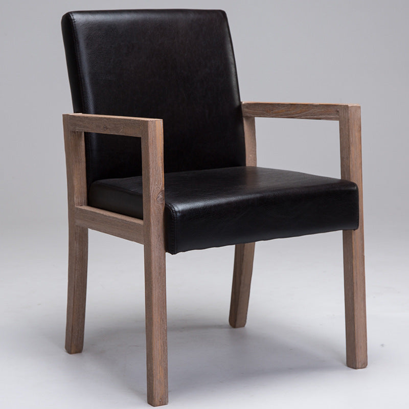Modern Style Dining Chairs Arm Chairs with Wooden Legs for Kitchen Black 1 Piece Clearhalo 'Dining Chairs' 'Dining Tables & Seating' 'dining_chair' 'furn' 'furn_dining_chair' 'Furniture' 'furniture_dining_chair' 'Kitchen & Dining Furniture' 4760930