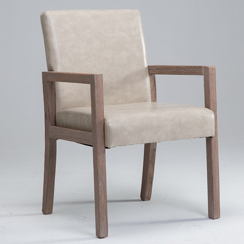 Modern Style Dining Chairs Arm Chairs with Wooden Legs for Kitchen Cream 1 Piece Clearhalo 'Dining Chairs' 'Dining Tables & Seating' 'dining_chair' 'furn' 'furn_dining_chair' 'Furniture' 'furniture_dining_chair' 'Kitchen & Dining Furniture' 4760933