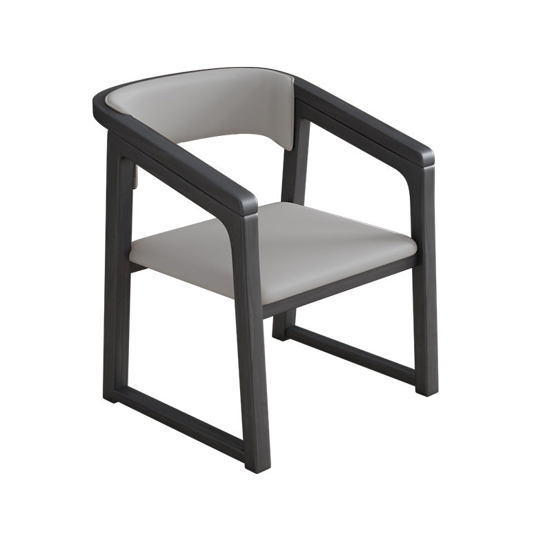 Traditional Style Chair Dining Kitchen Arm Chair with Wooden Legs Gray-White Black 1 Piece Clearhalo 'Dining Chairs' 'Dining Tables & Seating' 'dining_chair' 'Furniture' 'furniture_dining_chair' 'Kitchen & Dining Furniture' 4760961