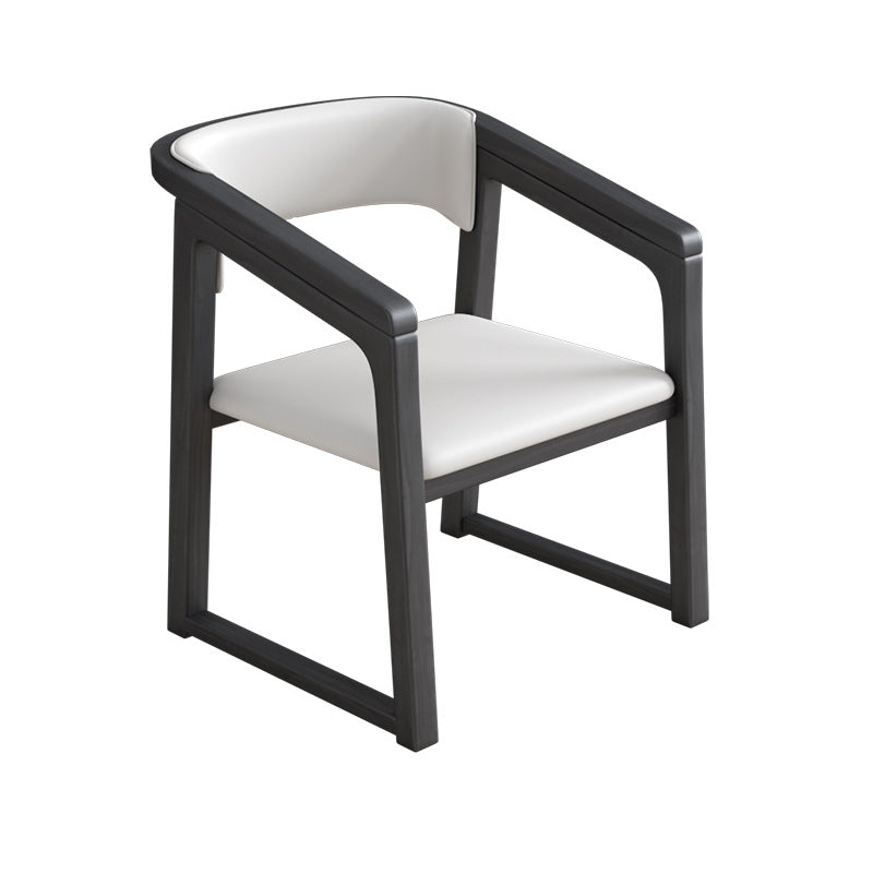 Traditional Style Chair Dining Kitchen Arm Chair with Wooden Legs Off-White Black 1 Piece Clearhalo 'Dining Chairs' 'Dining Tables & Seating' 'dining_chair' 'Furniture' 'furniture_dining_chair' 'Kitchen & Dining Furniture' 4760963