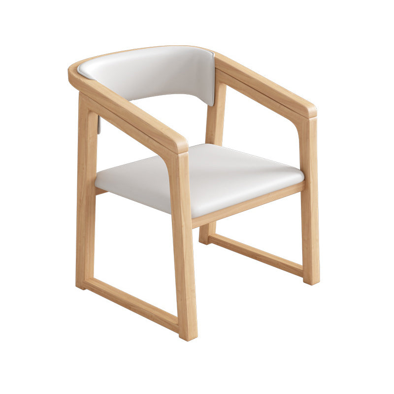 Traditional Style Chair Dining Kitchen Arm Chair with Wooden Legs Off-White Natural Wood 1 Piece Clearhalo 'Dining Chairs' 'Dining Tables & Seating' 'dining_chair' 'Furniture' 'furniture_dining_chair' 'Kitchen & Dining Furniture' 4760968