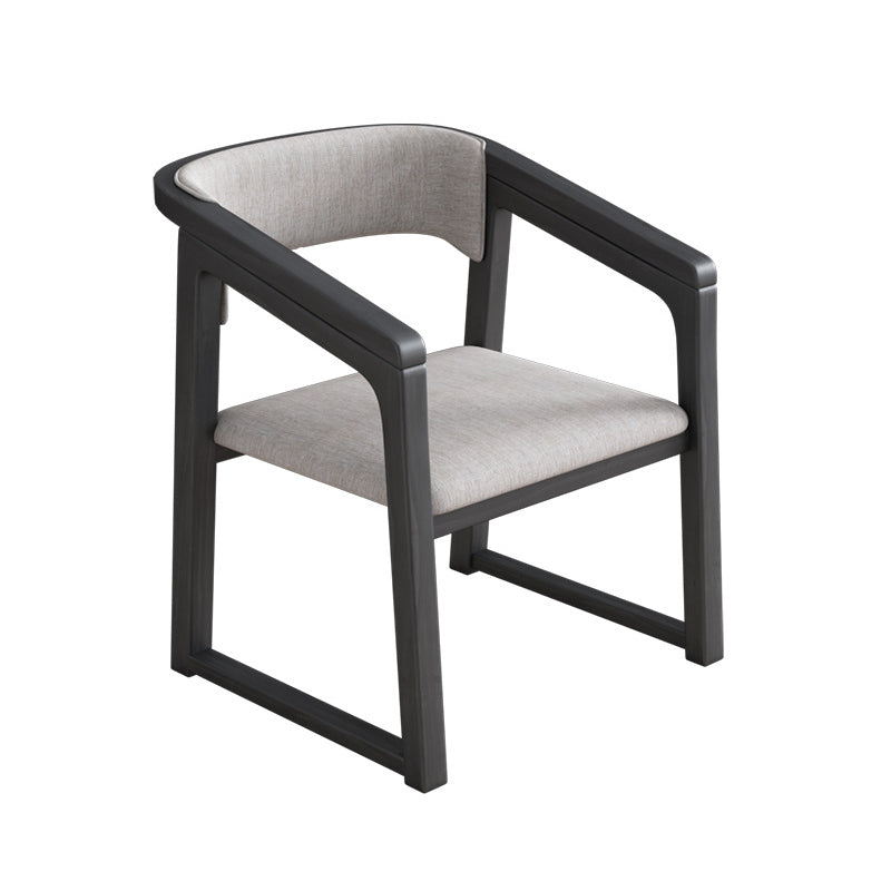 Traditional Style Chair Dining Kitchen Arm Chair with Wooden Legs Grey Black 1 Piece Clearhalo 'Dining Chairs' 'Dining Tables & Seating' 'dining_chair' 'Furniture' 'furniture_dining_chair' 'Kitchen & Dining Furniture' 4760969