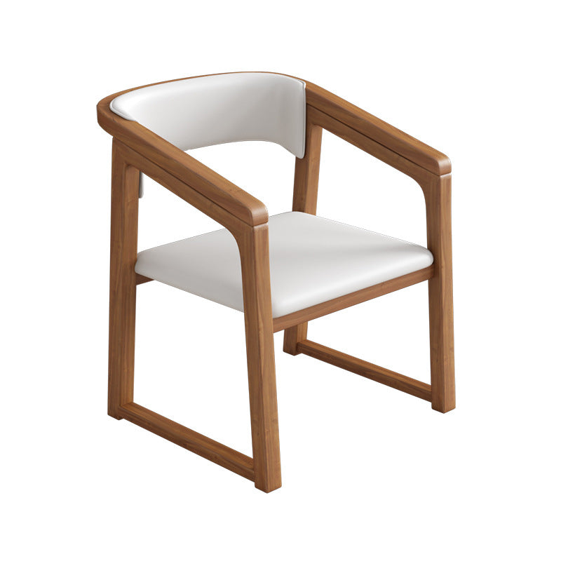 Traditional Style Chair Dining Kitchen Arm Chair with Wooden Legs Off-White Walnut 1 Piece Clearhalo 'Dining Chairs' 'Dining Tables & Seating' 'dining_chair' 'Furniture' 'furniture_dining_chair' 'Kitchen & Dining Furniture' 4760974