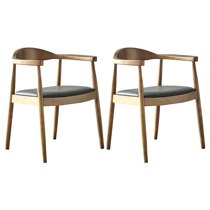 Traditional Style Chair Dining Kitchen Open Back Arm Chair with Wooden Legs Black Set of 2 Clearhalo 'Dining Chairs' 'Dining Tables & Seating' 'dining_chair' 'Furniture' 'furniture_dining_chair' 'Kitchen & Dining Furniture' 4760981