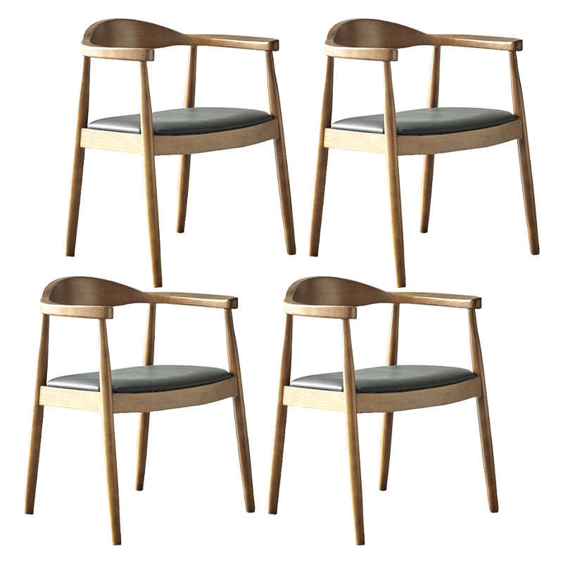 Traditional Style Chair Dining Kitchen Open Back Arm Chair with Wooden Legs Black Set of 4 Clearhalo 'Dining Chairs' 'Dining Tables & Seating' 'dining_chair' 'Furniture' 'furniture_dining_chair' 'Kitchen & Dining Furniture' 4760983