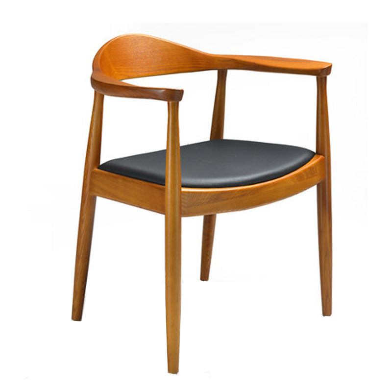 Traditional Style Chair Dining Kitchen Open Back Arm Chair with Wooden Legs Brown 1 Piece Clearhalo 'Dining Chairs' 'Dining Tables & Seating' 'dining_chair' 'Furniture' 'furniture_dining_chair' 'Kitchen & Dining Furniture' 4760985