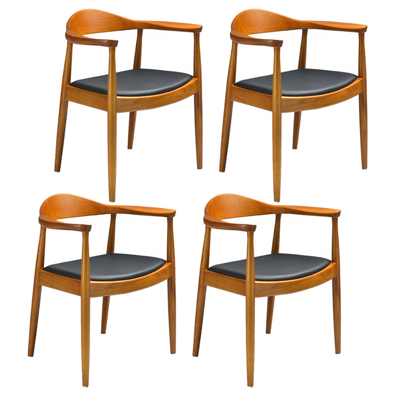Traditional Style Chair Dining Kitchen Open Back Arm Chair with Wooden Legs Brown Set of 4 Clearhalo 'Dining Chairs' 'Dining Tables & Seating' 'dining_chair' 'Furniture' 'furniture_dining_chair' 'Kitchen & Dining Furniture' 4760988
