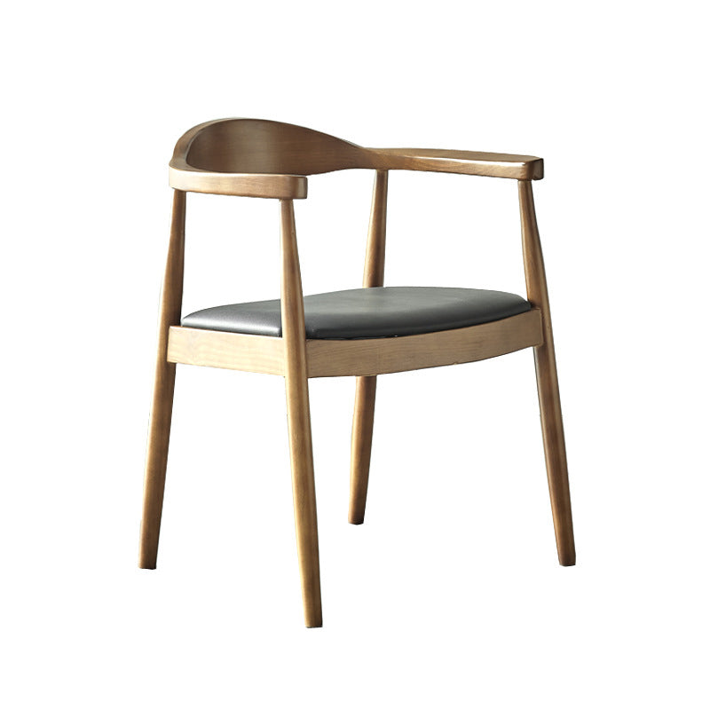 Traditional Style Chair Dining Kitchen Open Back Arm Chair with Wooden Legs Black 1 Piece Clearhalo 'Dining Chairs' 'Dining Tables & Seating' 'dining_chair' 'Furniture' 'furniture_dining_chair' 'Kitchen & Dining Furniture' 4760989