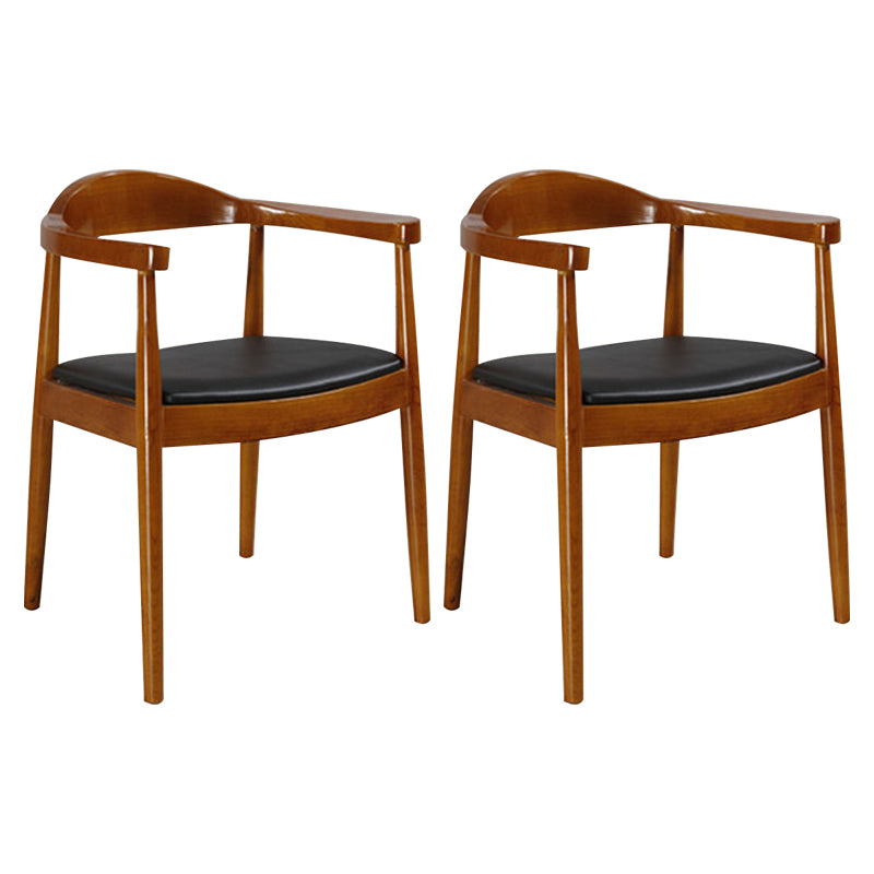 Traditional Style Chair Dining Kitchen Open Back Arm Chair with Wooden Legs Red Brown Set of 2 Clearhalo 'Dining Chairs' 'Dining Tables & Seating' 'dining_chair' 'Furniture' 'furniture_dining_chair' 'Kitchen & Dining Furniture' 4760998
