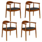 Traditional Style Chair Dining Kitchen Open Back Arm Chair with Wooden Legs Red Brown Set of 4 Clearhalo 'Dining Chairs' 'Dining Tables & Seating' 'dining_chair' 'Furniture' 'furniture_dining_chair' 'Kitchen & Dining Furniture' 4760999