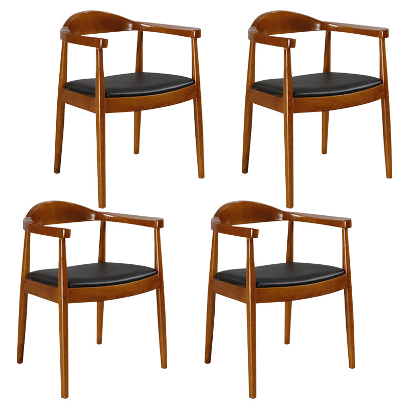 Traditional Style Chair Dining Kitchen Open Back Arm Chair with Wooden Legs Red Brown Set of 4 Clearhalo 'Dining Chairs' 'Dining Tables & Seating' 'dining_chair' 'Furniture' 'furniture_dining_chair' 'Kitchen & Dining Furniture' 4760999