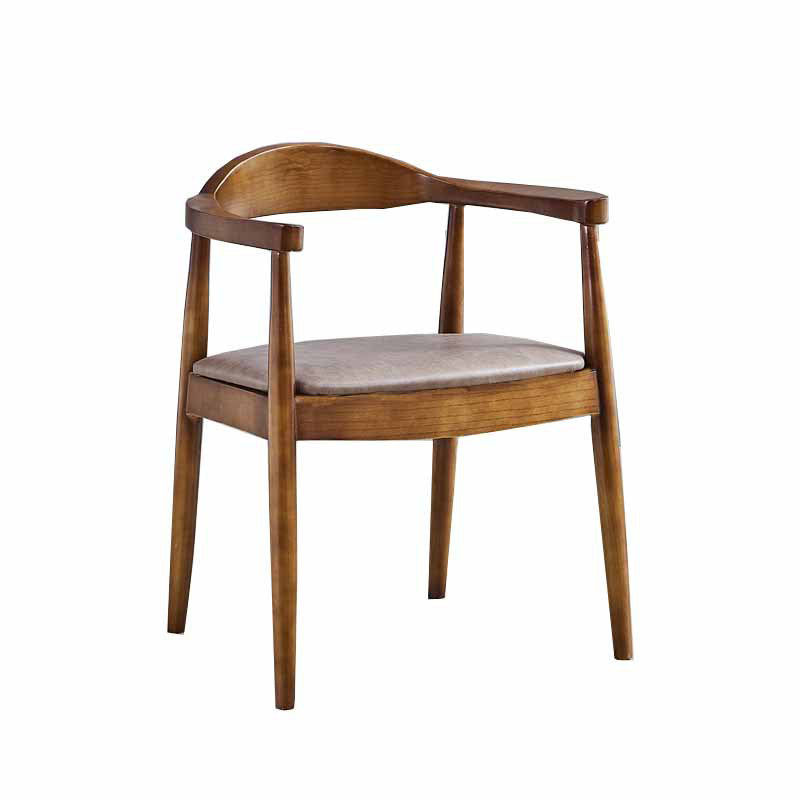 Traditional Style Chair Dining Kitchen Open Back Arm Chair with Wooden Legs Coffee 1 Piece Clearhalo 'Dining Chairs' 'Dining Tables & Seating' 'dining_chair' 'Furniture' 'furniture_dining_chair' 'Kitchen & Dining Furniture' 4761000