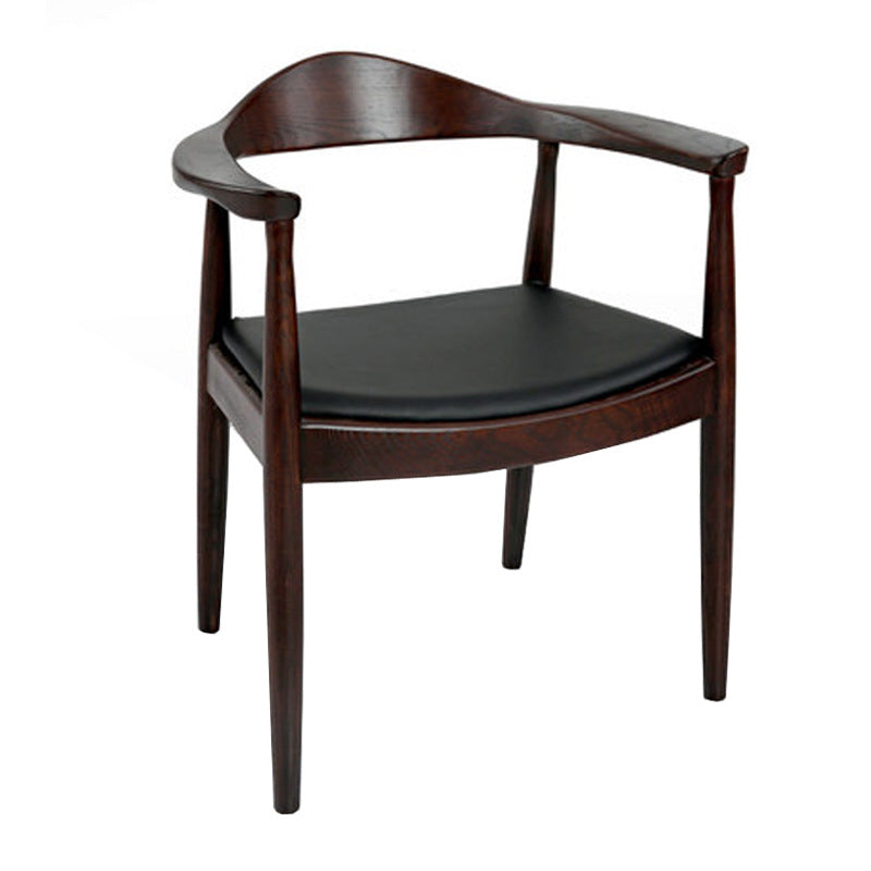 Traditional Style Chair Dining Kitchen Open Back Arm Chair with Wooden Legs Walnut 1 Piece Clearhalo 'Dining Chairs' 'Dining Tables & Seating' 'dining_chair' 'Furniture' 'furniture_dining_chair' 'Kitchen & Dining Furniture' 4761003