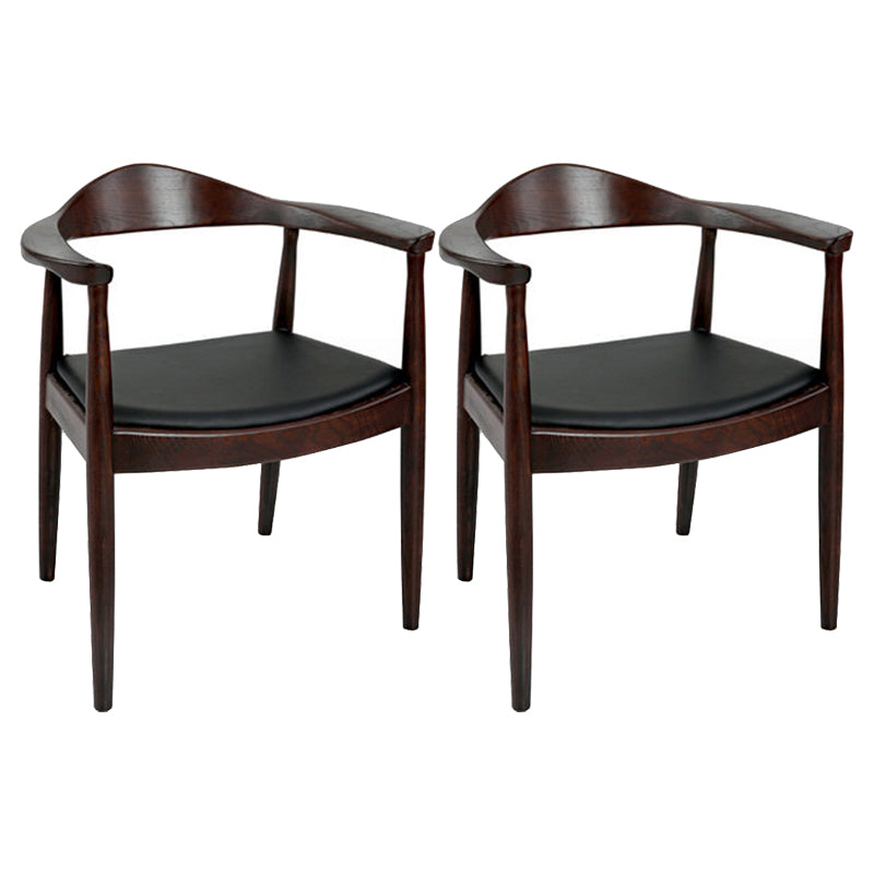 Traditional Style Chair Dining Kitchen Open Back Arm Chair with Wooden Legs Walnut Set of 2 Clearhalo 'Dining Chairs' 'Dining Tables & Seating' 'dining_chair' 'Furniture' 'furniture_dining_chair' 'Kitchen & Dining Furniture' 4761004