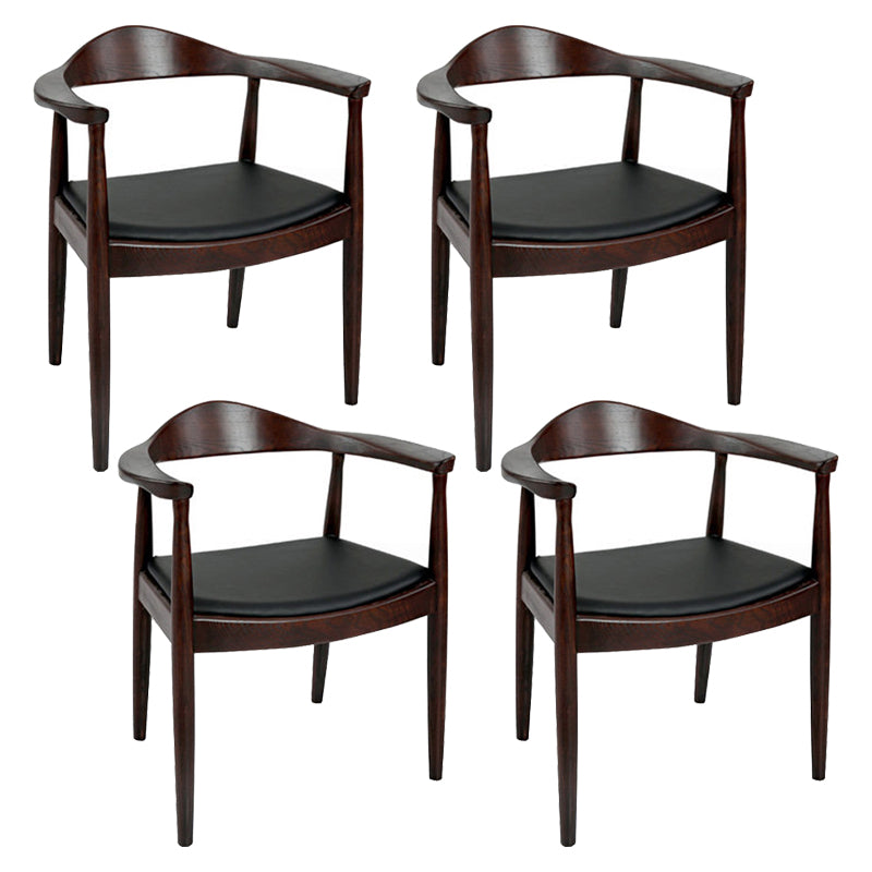 Traditional Style Chair Dining Kitchen Open Back Arm Chair with Wooden Legs Walnut Set of 4 Clearhalo 'Dining Chairs' 'Dining Tables & Seating' 'dining_chair' 'Furniture' 'furniture_dining_chair' 'Kitchen & Dining Furniture' 4761005