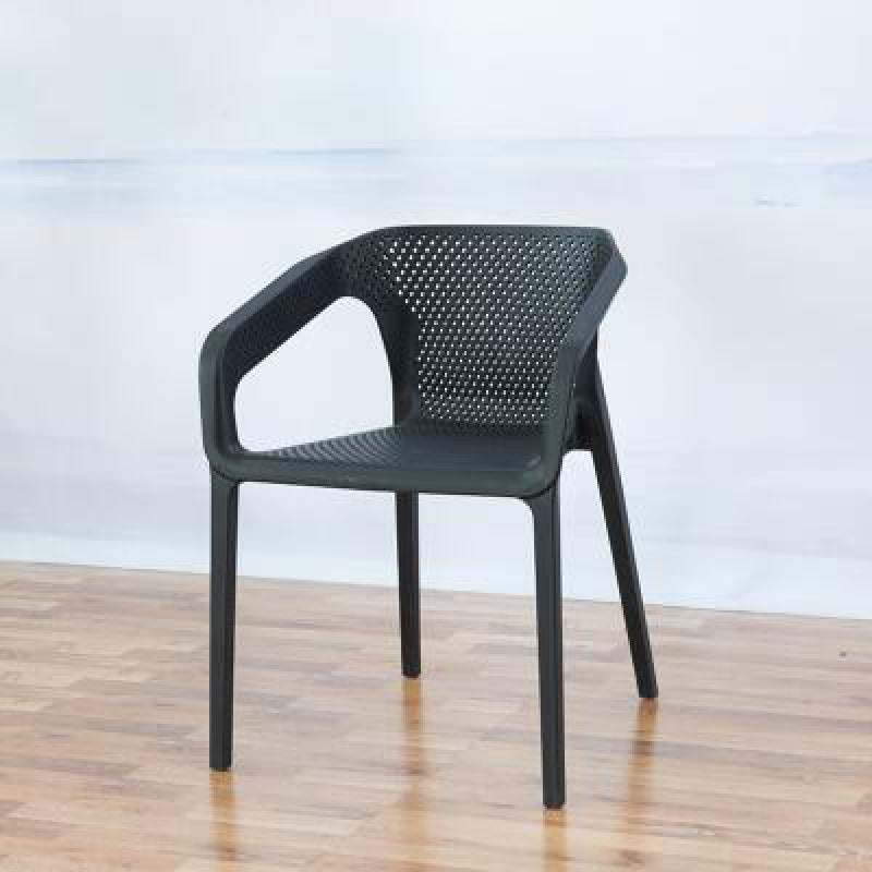 Contemporary Stackable Chair Dining Kitchen Arm Chair with Plastic Legs Black 1 Piece Clearhalo 'Dining Chairs' 'Dining Tables & Seating' 'dining_chair' 'furn' 'furn_dining_chair' 'Furniture' 'furniture_dining_chair' 'Kitchen & Dining Furniture' 4761008