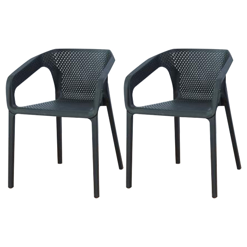 Contemporary Stackable Chair Dining Kitchen Arm Chair with Plastic Legs Black 2 Piece Set Clearhalo 'Dining Chairs' 'Dining Tables & Seating' 'dining_chair' 'furn' 'furn_dining_chair' 'Furniture' 'furniture_dining_chair' 'Kitchen & Dining Furniture' 4761009
