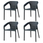 Contemporary Stackable Chair Dining Kitchen Arm Chair with Plastic Legs Black 4 Piece Set Clearhalo 'Dining Chairs' 'Dining Tables & Seating' 'dining_chair' 'furn' 'furn_dining_chair' 'Furniture' 'furniture_dining_chair' 'Kitchen & Dining Furniture' 4761012