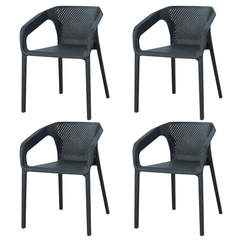 Contemporary Stackable Chair Dining Kitchen Arm Chair with Plastic Legs Black 4 Piece Set Clearhalo 'Dining Chairs' 'Dining Tables & Seating' 'dining_chair' 'furn' 'furn_dining_chair' 'Furniture' 'furniture_dining_chair' 'Kitchen & Dining Furniture' 4761012