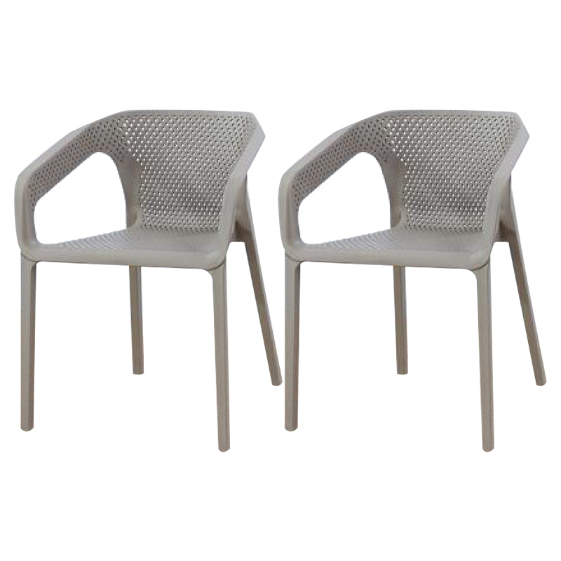 Contemporary Stackable Chair Dining Kitchen Arm Chair with Plastic Legs Grey 2 Piece Set Clearhalo 'Dining Chairs' 'Dining Tables & Seating' 'dining_chair' 'furn' 'furn_dining_chair' 'Furniture' 'furniture_dining_chair' 'Kitchen & Dining Furniture' 4761015