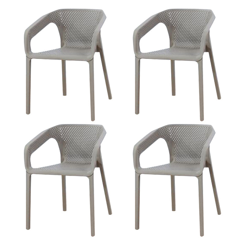 Contemporary Stackable Chair Dining Kitchen Arm Chair with Plastic Legs Grey 4 Piece Set Clearhalo 'Dining Chairs' 'Dining Tables & Seating' 'dining_chair' 'furn' 'furn_dining_chair' 'Furniture' 'furniture_dining_chair' 'Kitchen & Dining Furniture' 4761017