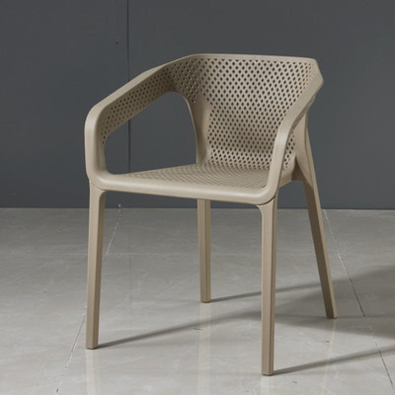 Contemporary Stackable Chair Dining Kitchen Arm Chair with Plastic Legs Light Gray 1 Piece Clearhalo 'Dining Chairs' 'Dining Tables & Seating' 'dining_chair' 'furn' 'furn_dining_chair' 'Furniture' 'furniture_dining_chair' 'Kitchen & Dining Furniture' 4761020