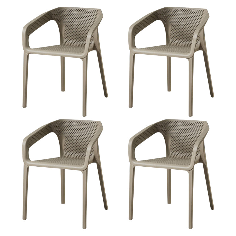 Contemporary Stackable Chair Dining Kitchen Arm Chair with Plastic Legs Light Gray 4 Piece Set Clearhalo 'Dining Chairs' 'Dining Tables & Seating' 'dining_chair' 'furn' 'furn_dining_chair' 'Furniture' 'furniture_dining_chair' 'Kitchen & Dining Furniture' 4761023