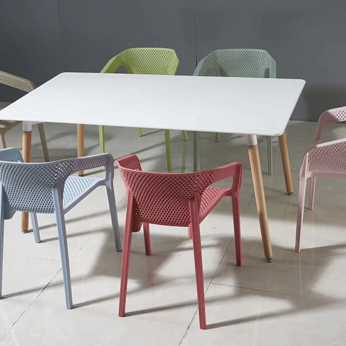 Contemporary Stackable Chair Dining Kitchen Arm Chair with Plastic Legs Clearhalo 'Dining Chairs' 'Dining Tables & Seating' 'dining_chair' 'furn' 'furn_dining_chair' 'Furniture' 'furniture_dining_chair' 'Kitchen & Dining Furniture' 4761025