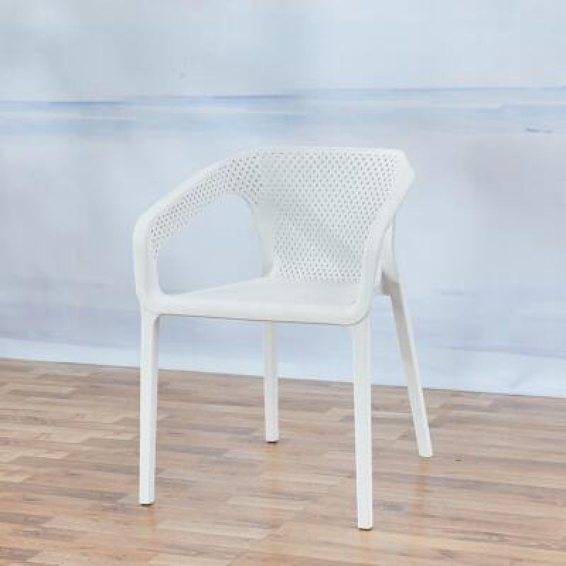 Contemporary Stackable Chair Dining Kitchen Arm Chair with Plastic Legs White 1 Piece Clearhalo 'Dining Chairs' 'Dining Tables & Seating' 'dining_chair' 'furn' 'furn_dining_chair' 'Furniture' 'furniture_dining_chair' 'Kitchen & Dining Furniture' 4761026