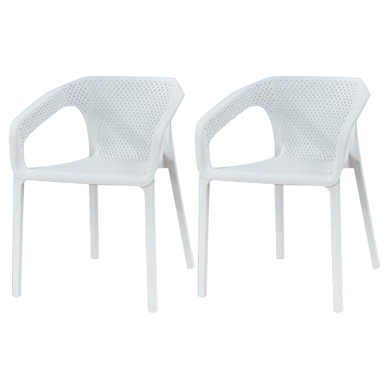 Contemporary Stackable Chair Dining Kitchen Arm Chair with Plastic Legs White 2 Piece Set Clearhalo 'Dining Chairs' 'Dining Tables & Seating' 'dining_chair' 'furn' 'furn_dining_chair' 'Furniture' 'furniture_dining_chair' 'Kitchen & Dining Furniture' 4761028