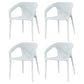 Contemporary Stackable Chair Dining Kitchen Arm Chair with Plastic Legs White 4 Piece Set Clearhalo 'Dining Chairs' 'Dining Tables & Seating' 'dining_chair' 'furn' 'furn_dining_chair' 'Furniture' 'furniture_dining_chair' 'Kitchen & Dining Furniture' 4761030