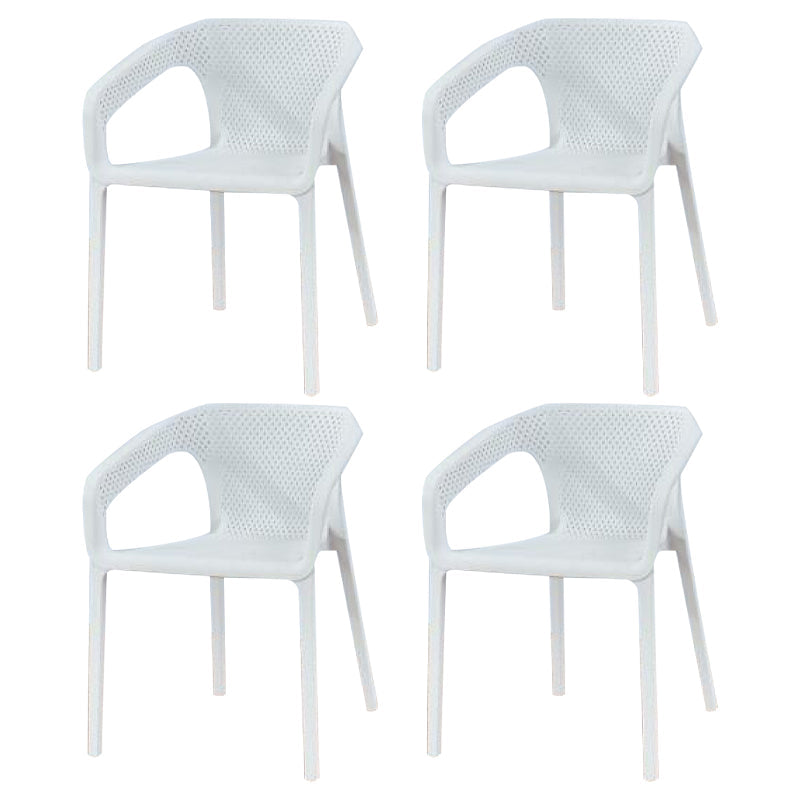 Contemporary Stackable Chair Dining Kitchen Arm Chair with Plastic Legs White 4 Piece Set Clearhalo 'Dining Chairs' 'Dining Tables & Seating' 'dining_chair' 'furn' 'furn_dining_chair' 'Furniture' 'furniture_dining_chair' 'Kitchen & Dining Furniture' 4761030