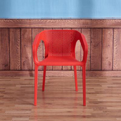 Contemporary Stackable Chair Dining Kitchen Arm Chair with Plastic Legs Red 1 Piece Clearhalo 'Dining Chairs' 'Dining Tables & Seating' 'dining_chair' 'furn' 'furn_dining_chair' 'Furniture' 'furniture_dining_chair' 'Kitchen & Dining Furniture' 4761031