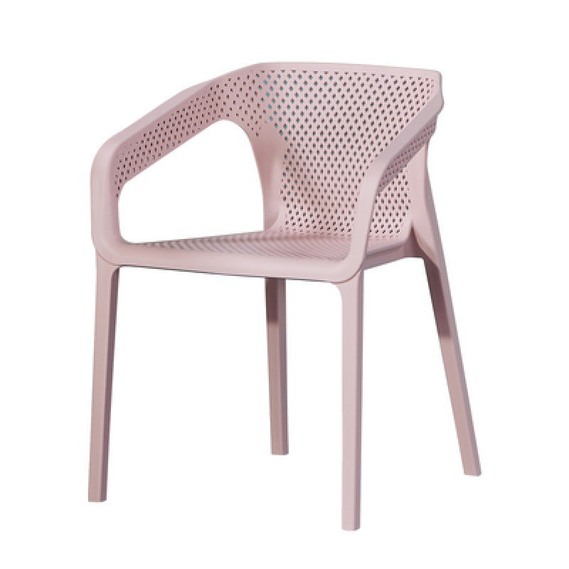 Contemporary Stackable Chair Dining Kitchen Arm Chair with Plastic Legs Pink 1 Piece Clearhalo 'Dining Chairs' 'Dining Tables & Seating' 'dining_chair' 'furn' 'furn_dining_chair' 'Furniture' 'furniture_dining_chair' 'Kitchen & Dining Furniture' 4761035