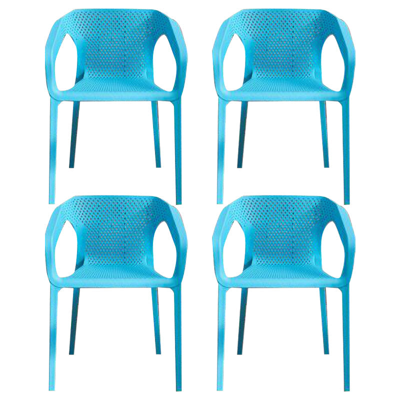 Contemporary Stackable Chair Dining Kitchen Arm Chair with Plastic Legs Light Blue 4 Piece Set Clearhalo 'Dining Chairs' 'Dining Tables & Seating' 'dining_chair' 'furn' 'furn_dining_chair' 'Furniture' 'furniture_dining_chair' 'Kitchen & Dining Furniture' 4761040