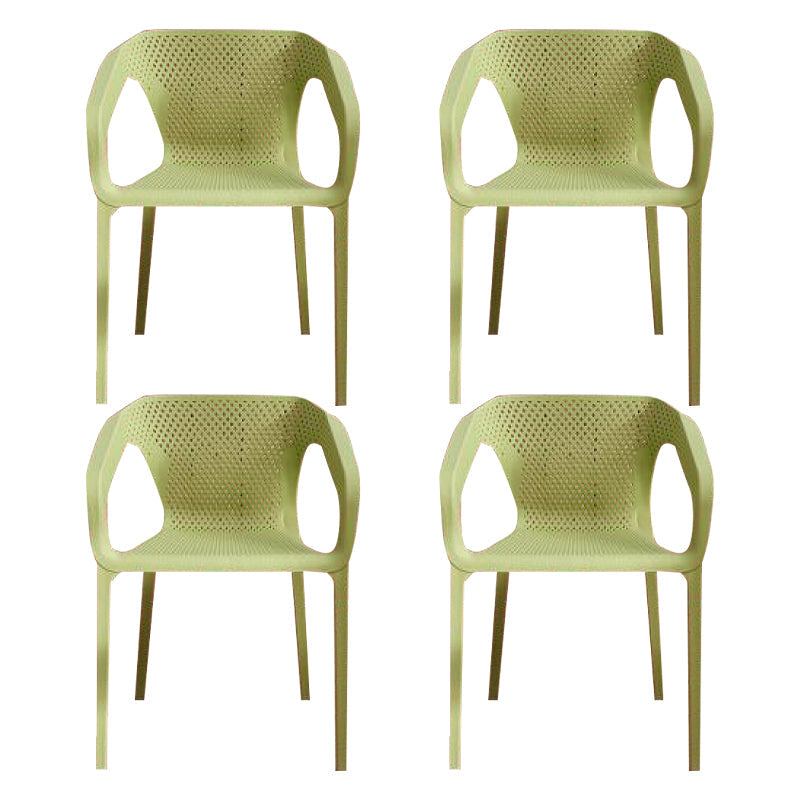 Contemporary Stackable Chair Dining Kitchen Arm Chair with Plastic Legs Light Green 4 Piece Set Clearhalo 'Dining Chairs' 'Dining Tables & Seating' 'dining_chair' 'furn' 'furn_dining_chair' 'Furniture' 'furniture_dining_chair' 'Kitchen & Dining Furniture' 4761043