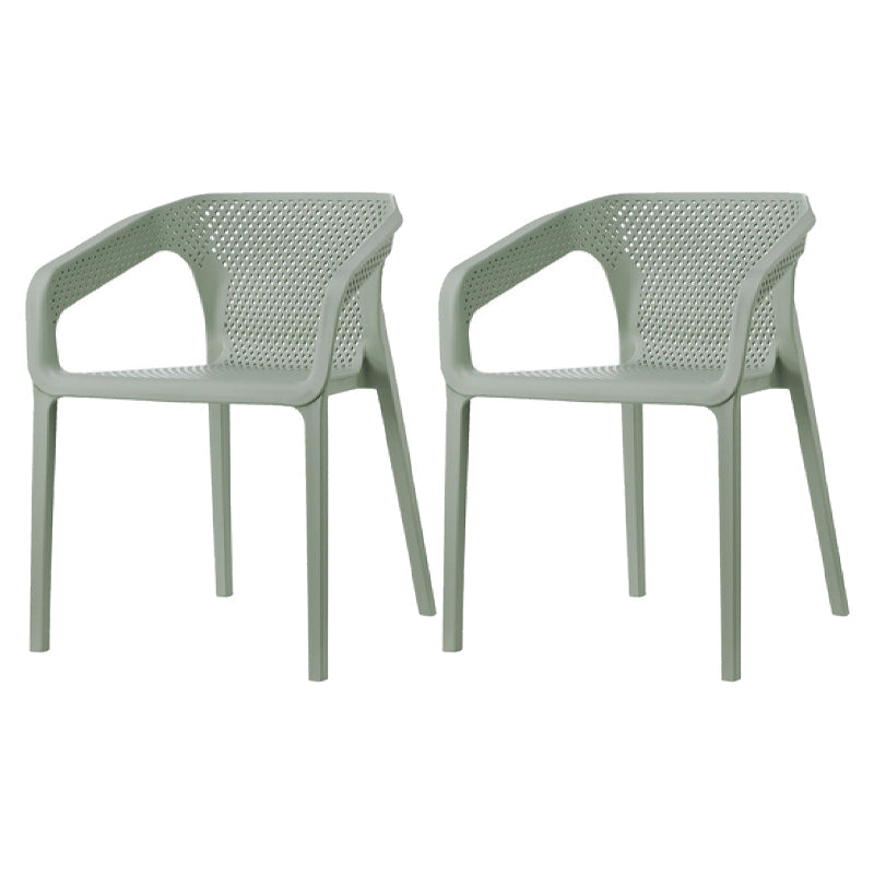 Contemporary Stackable Chair Dining Kitchen Arm Chair with Plastic Legs Gray-Green 2 Piece Set Clearhalo 'Dining Chairs' 'Dining Tables & Seating' 'dining_chair' 'furn' 'furn_dining_chair' 'Furniture' 'furniture_dining_chair' 'Kitchen & Dining Furniture' 4761047