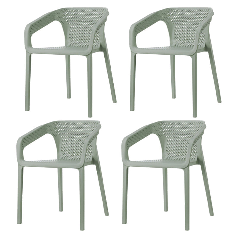 Contemporary Stackable Chair Dining Kitchen Arm Chair with Plastic Legs Gray-Green 4 Piece Set Clearhalo 'Dining Chairs' 'Dining Tables & Seating' 'dining_chair' 'furn' 'furn_dining_chair' 'Furniture' 'furniture_dining_chair' 'Kitchen & Dining Furniture' 4761048