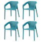 Contemporary Stackable Chair Dining Kitchen Arm Chair with Plastic Legs Dark Blue 4 Piece Set Clearhalo 'Dining Chairs' 'Dining Tables & Seating' 'dining_chair' 'furn' 'furn_dining_chair' 'Furniture' 'furniture_dining_chair' 'Kitchen & Dining Furniture' 4761054
