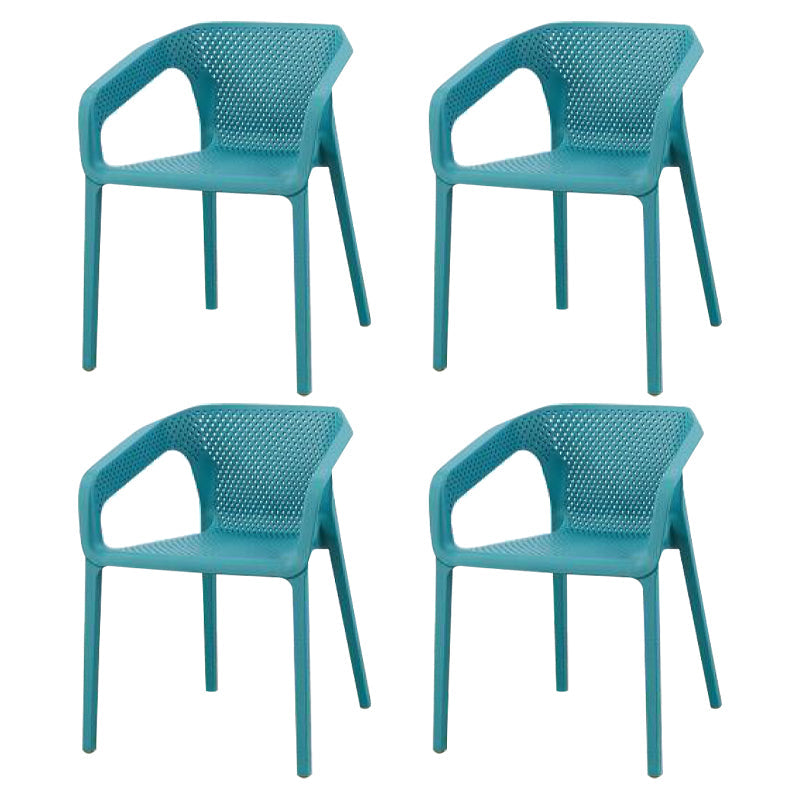 Contemporary Stackable Chair Dining Kitchen Arm Chair with Plastic Legs Dark Blue 4 Piece Set Clearhalo 'Dining Chairs' 'Dining Tables & Seating' 'dining_chair' 'furn' 'furn_dining_chair' 'Furniture' 'furniture_dining_chair' 'Kitchen & Dining Furniture' 4761054