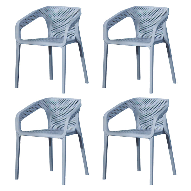 Contemporary Stackable Chair Dining Kitchen Arm Chair with Plastic Legs Gray Blue 4 Piece Set Clearhalo 'Dining Chairs' 'Dining Tables & Seating' 'dining_chair' 'furn' 'furn_dining_chair' 'Furniture' 'furniture_dining_chair' 'Kitchen & Dining Furniture' 4761057