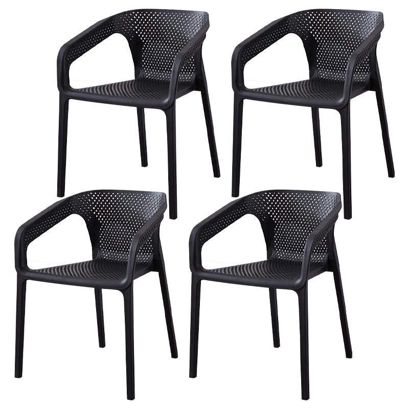 Contemporary Style Stackable Chair Kitchen Arm Chair with Plastic Legs Black Set of 4 Clearhalo 'Dining Chairs' 'Dining Tables & Seating' 'dining_chair' 'Furniture' 'furniture_dining_chair' 'Kitchen & Dining Furniture' 4761060